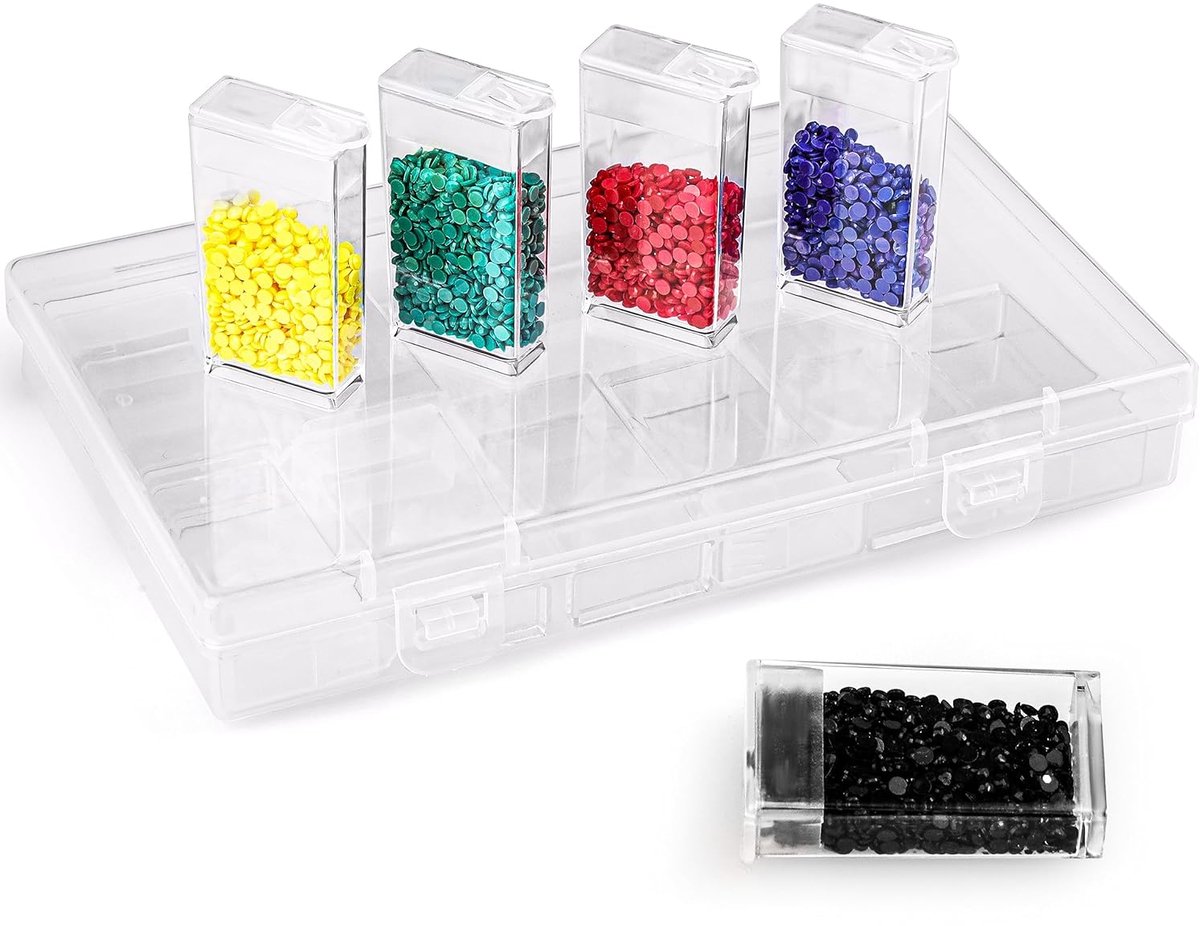 TRANKIELO® - Transparante Opslag Organizer Doos met 12 Verwijderbare Compartimenten – Ideaal voor Kralen, Sieraden, DIY Nail Art en Glitter Opslag