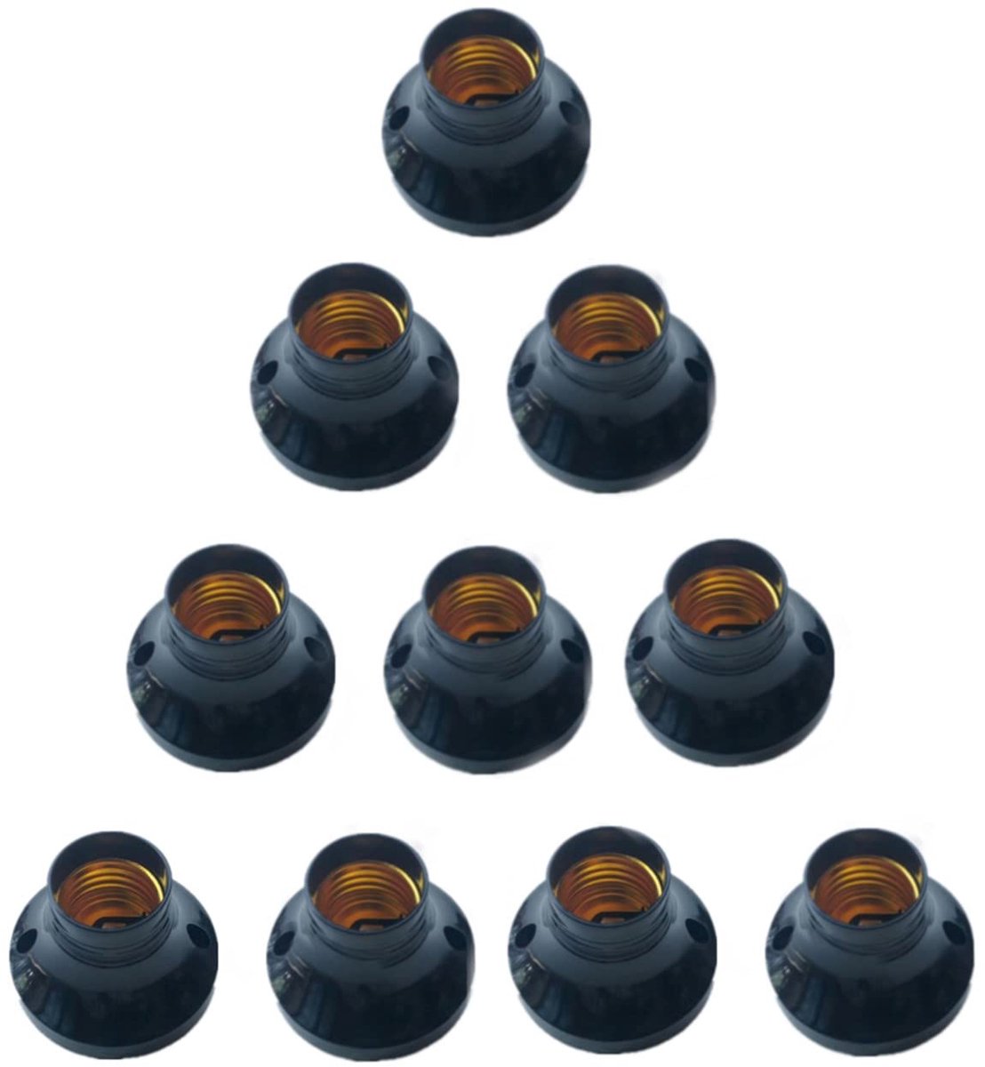 TRANKIELO® - Universele E27-lampfittingen - Duurzaam zwart kunststof - 10 stuks - Geschikt voor diverse lampen