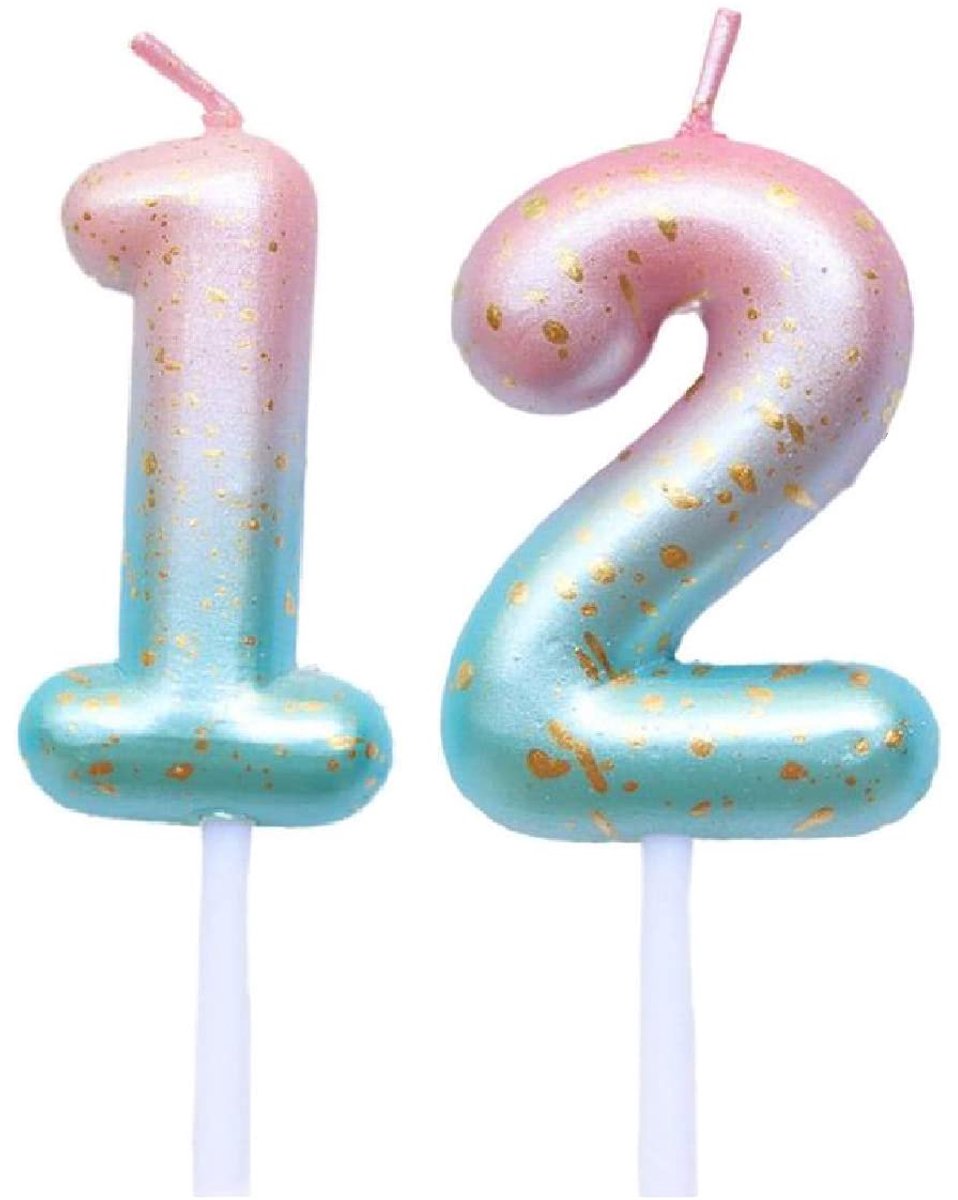 TRANKIELO® - Verjaardag Nummer Kaarsen – Paars en Blauw Gradiënt met Glitter – Taart Topper voor Bruiloft, Verjaardag en Vieringen – Afmetingen 6x9cm