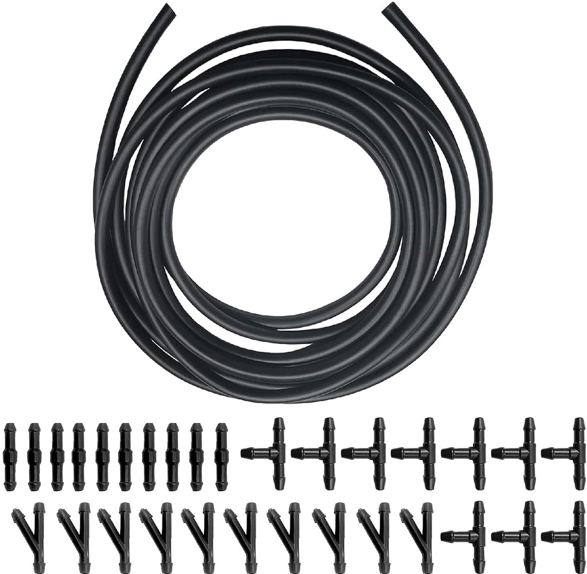 TRANKIELO® - Waswaterslang reparatieset 4 m – universele ruitensproeislang met 30 slangverbinders voor auto