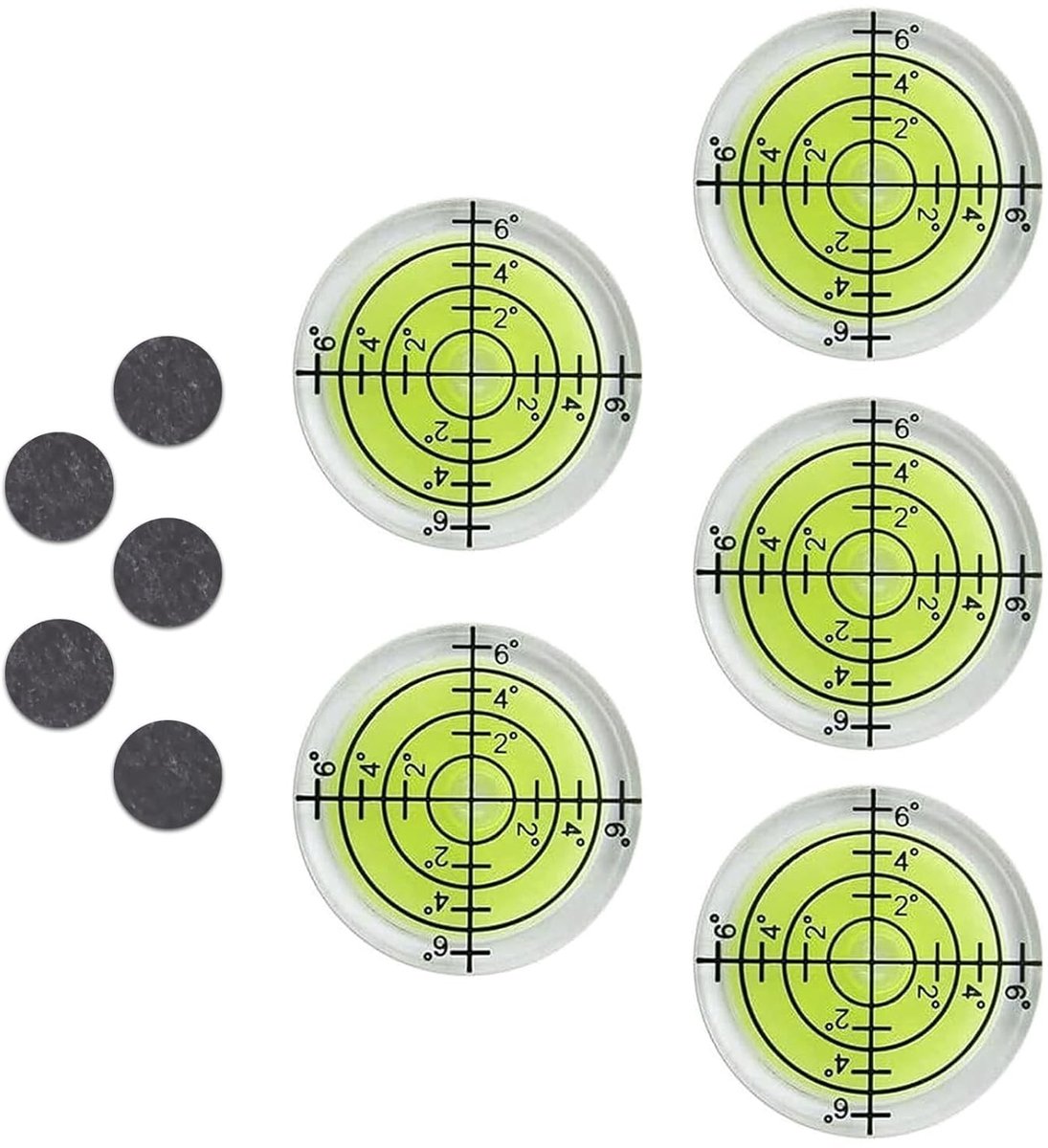 TRANKIELO® - Waterpas klein met 5 magneten - Ø 32 mm - Precisiewaterpas voor camping, camper, statieven