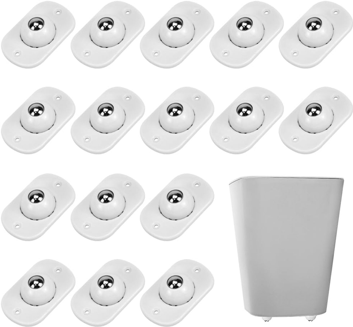 TRANKIELO® - Zelfklevende Mini Rollen, Kunststof, 360 Graden Draaibaar - Set van 16