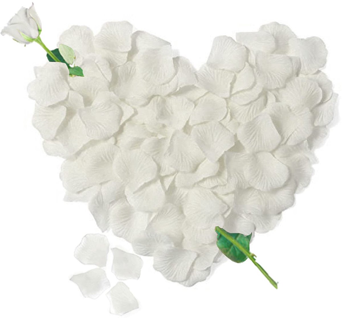 TRANKIELO® - Zijden Rozenblaadjes Set - 3000 Stuks Wit - Decoratie voor Huwelijksaanzoek, Bruiloft en Valentijnsdag – Romantische Atmosfeer Creëren