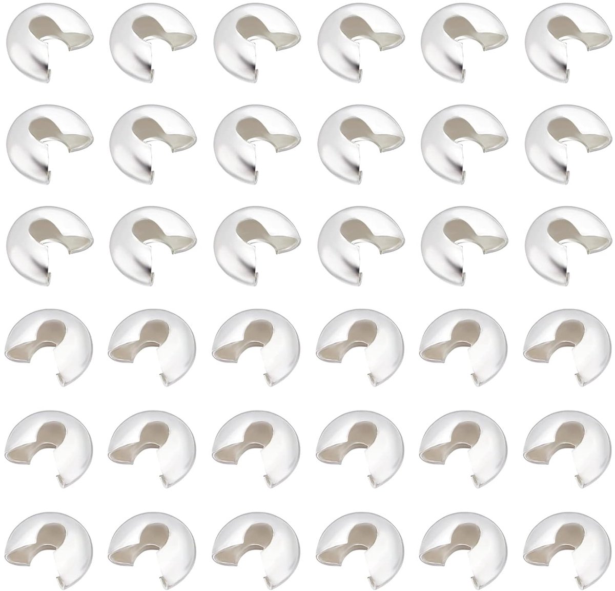 TRANKIELO® - Zilverkleurige Messing Crimp End Kralen – Voor Sieraden Maken – Set van 100 – 4mm Breed – Gat: 1.5-1.8mm