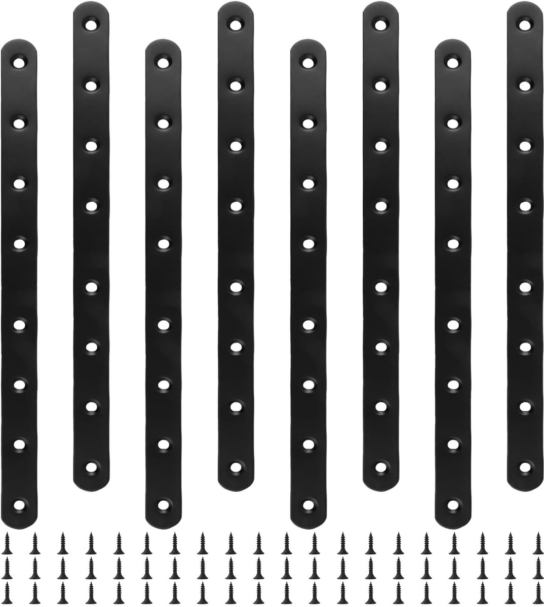 TRANKIELO® - Zwarte gatenplaten voor meubels – Roestvrij staal – 293 x 19 x 3 mm – Stevige platte connector