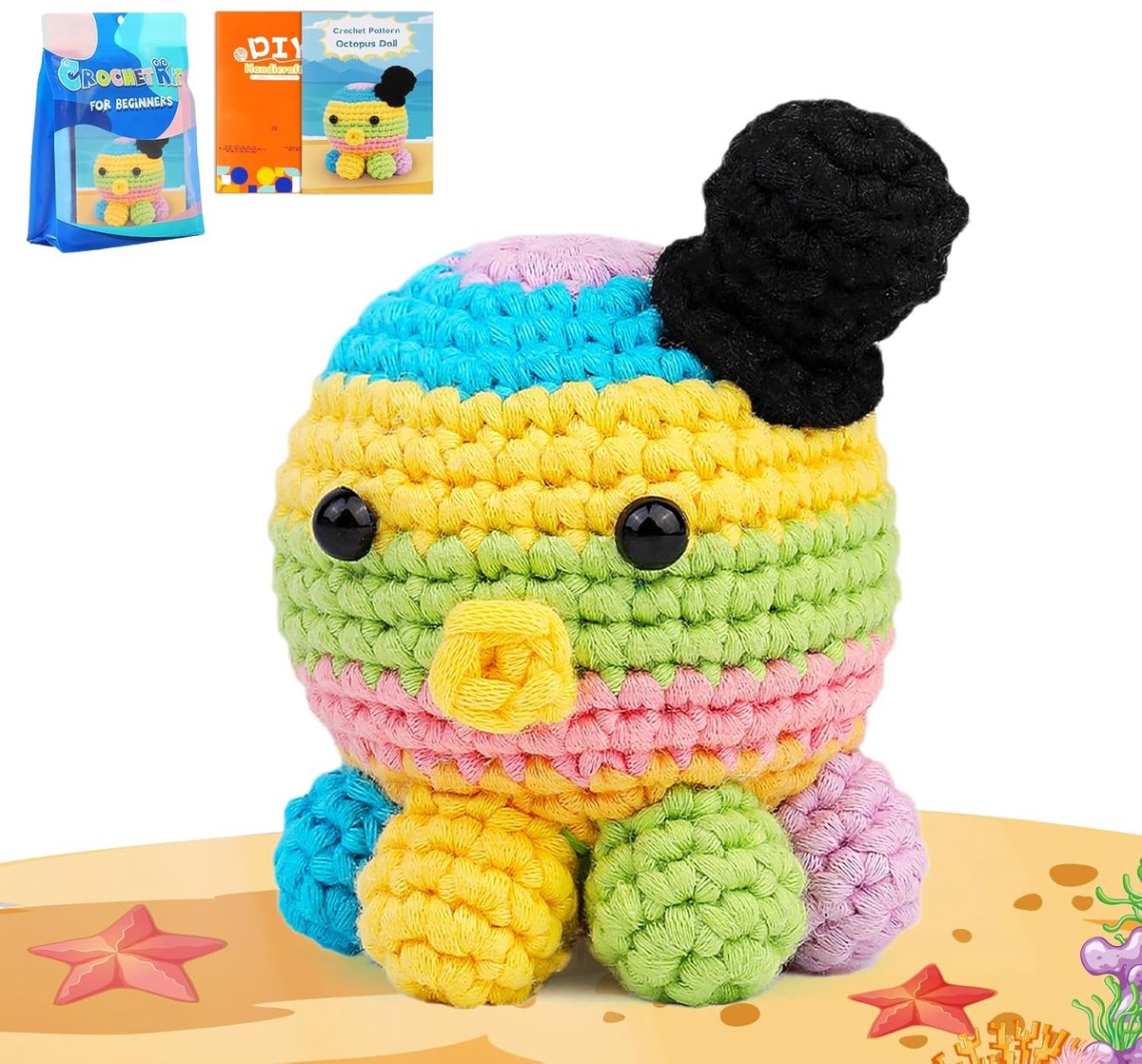 TRANKIELO® – Complete Haakset voor Beginners – Haaknaaldenset met Eenvoudig Garen – Inclusief Handleiding, Steekmarkers en Polyester Vezelvulling