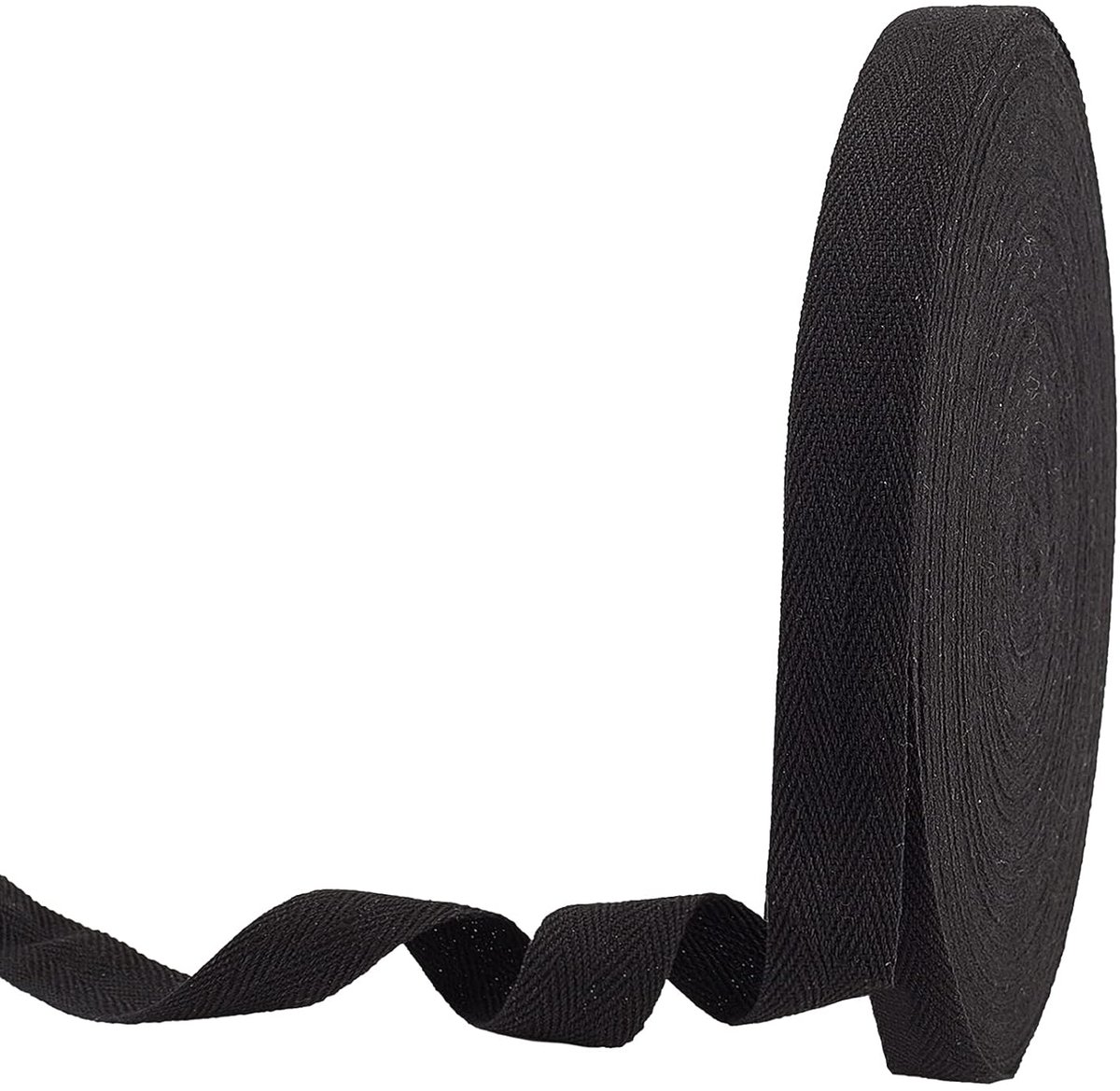 TRANKIELO® – Katoenen Visgraat Riem 45 Meter Rol – Zwart – Breedte 20mm – Duurzaam Keperstof Lint – Naaien en Knutselbenodigdheden