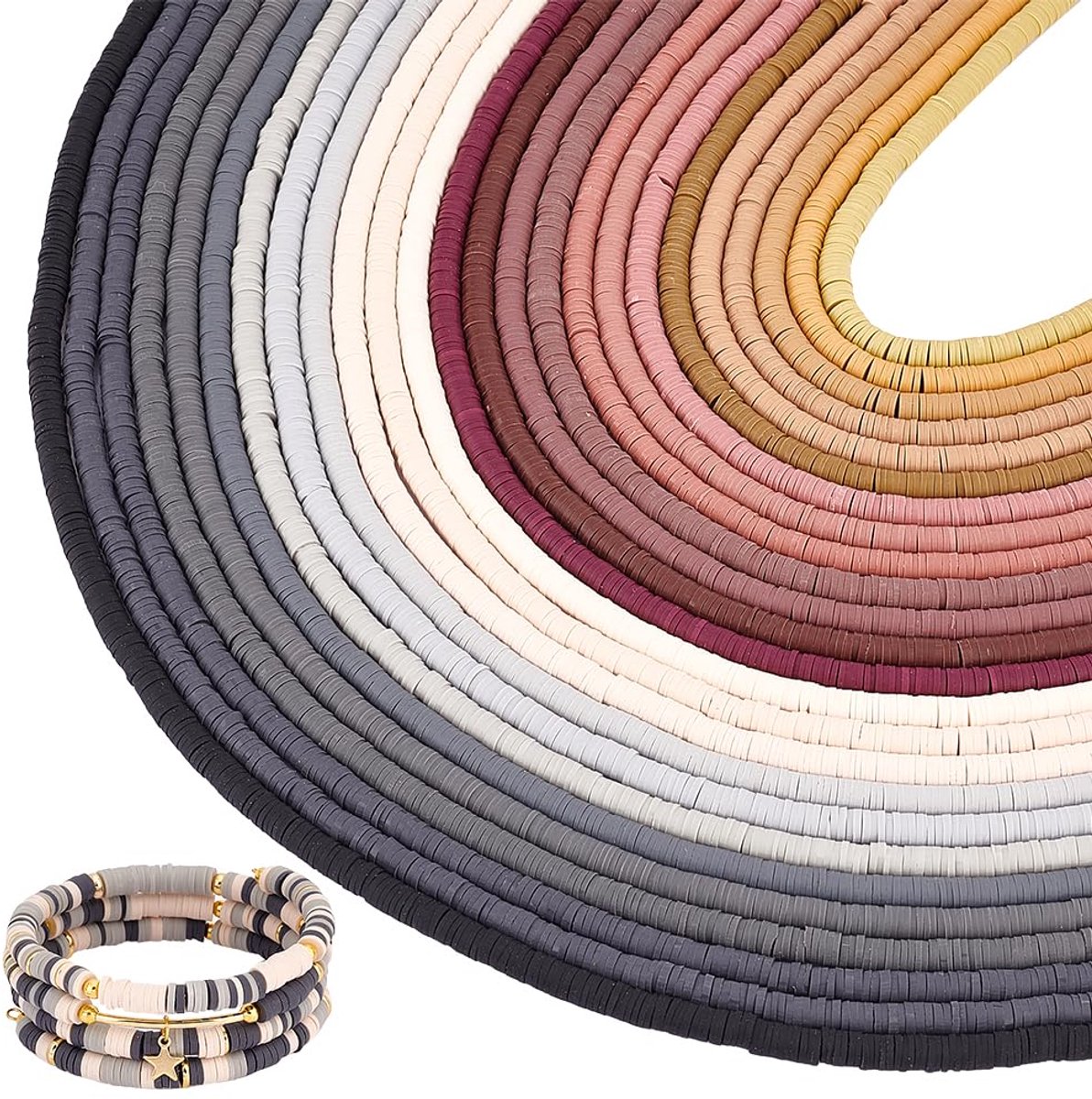 TRANKIELO® – Multicolor Polymeerklei Kralen Set – 17000 stuks – 6mm – Kleurrijk, Lichtgewicht en Waterproof – Geschikt voor DIY Sieraden Creatie