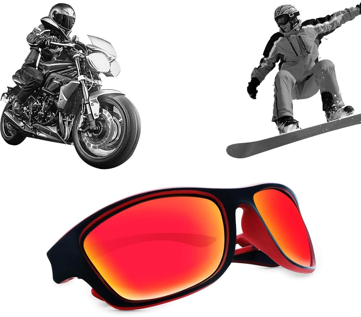 TRANKIELO® – Multifunctionele Motorcrossbril – Skibril met Verstelbare Band – Crossbril voor Dames en Heren – Bruin