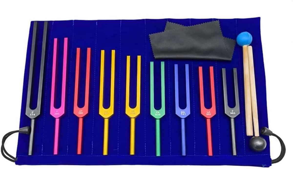 TRANKIELO® – Professionele Stemvorkset – Yoga en Therapie – Set van 9 - Verschillende Frequenties – Inclusief Draagtas