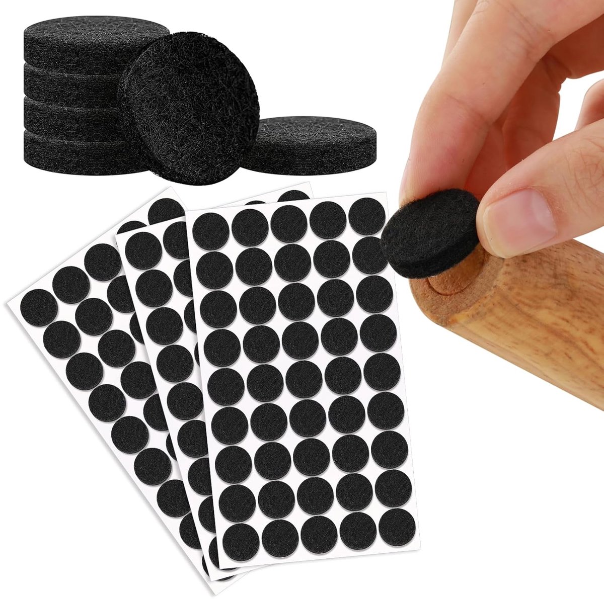 TRANKIELO® – Set van 128   Pads – Zelfklevende, Anti-Slip Meubelglijders – Ø 20 mm, 5mm dik – Geschikt voor Stoelen, Tafels, en overige Meubels – Zwart, Rond