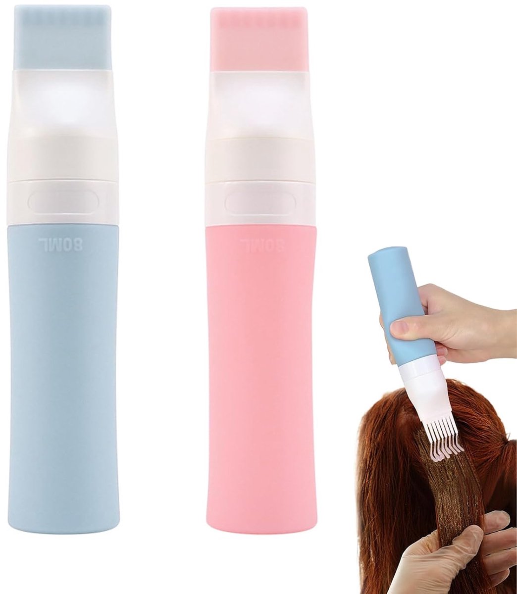 TRANKIELO® – Set van 2 haarolie-applicators met wortelkam – Praktische haarverfkwast en oliefles – Ideaal voor haarkleuringen en shampoo – Duurzaam en gemakkelijk mee te nemen