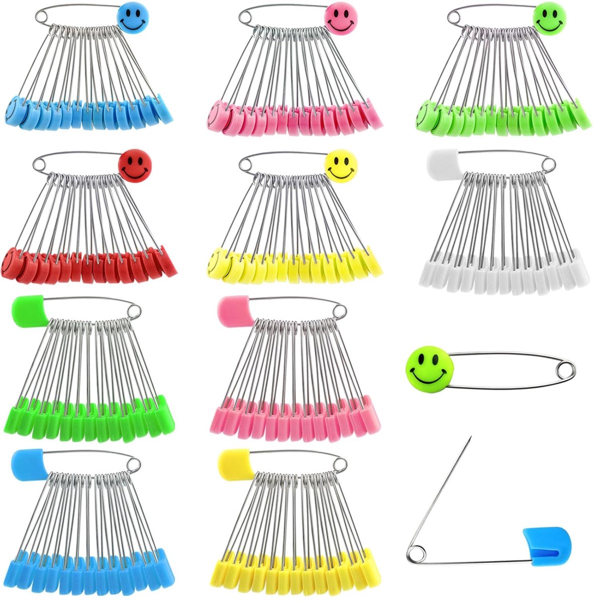 TRANKIELO® – Veiligheidsspelden voor Babys en Kinderen – 200 Stuks – Duurzaam Metaal – 55mm – Veilig en Eenvoudig in Gebruik – Meerkleurig