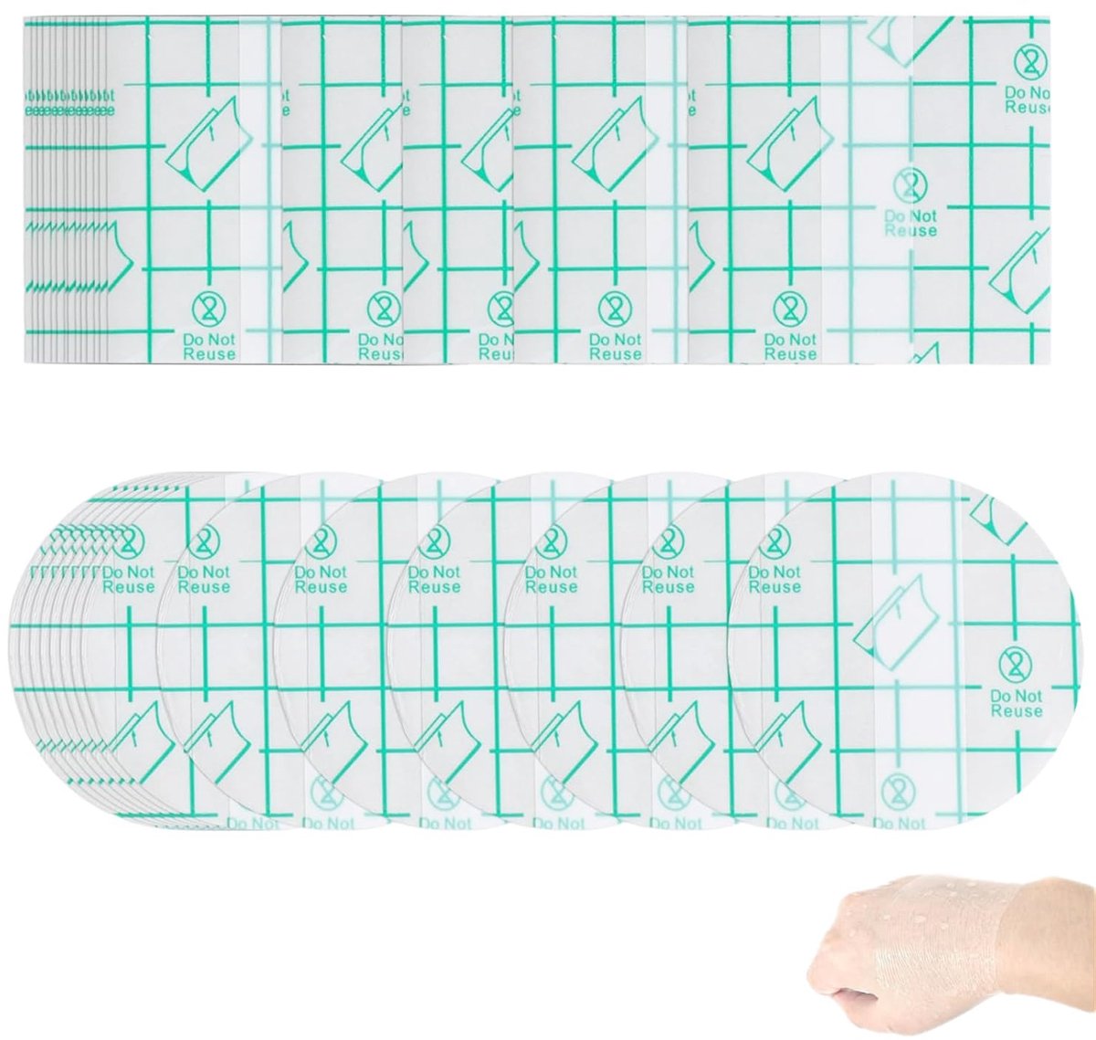 TRANKIELO® – Waterdichte Transparante Bandages – Set van 50 stuks – Zelfklevend Verband - Elastisch en Ademend – Formaat van 4 x 4 inch