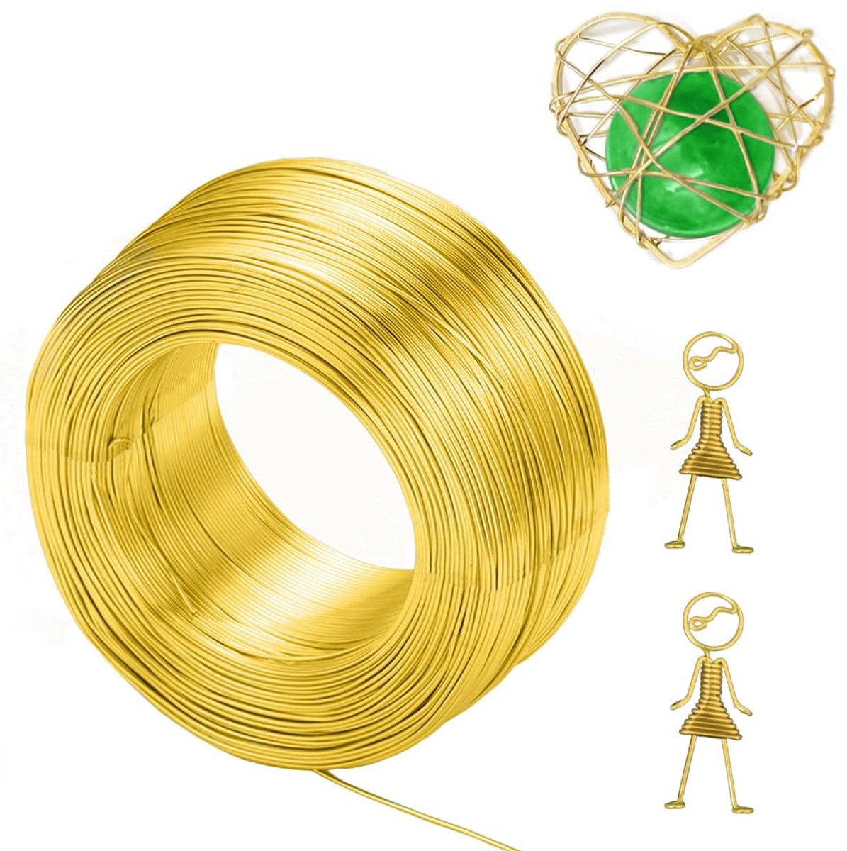 Trankielo - IJzerdraad Goud 2mm x 30m - Modelleerbaar Metaaldraad voor Sculptuur en Decoraties