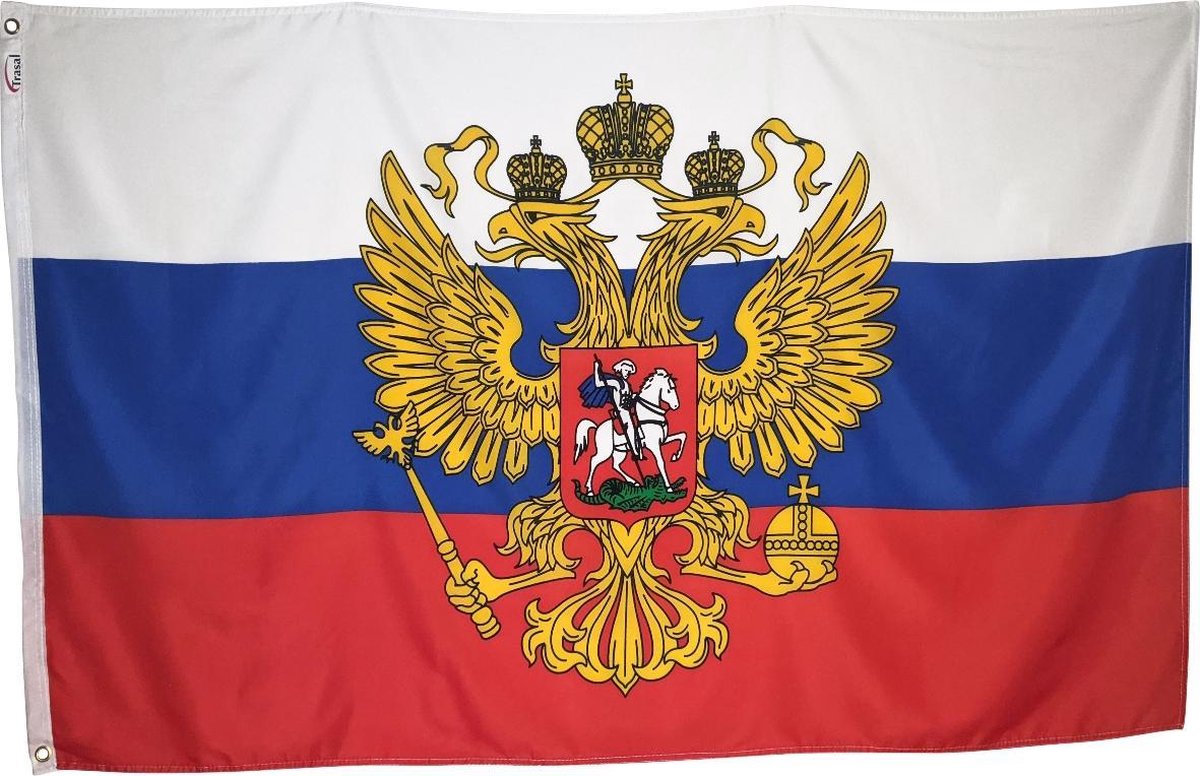   - vlag Rusland (met wapen) - russische vlag - 150x90cm