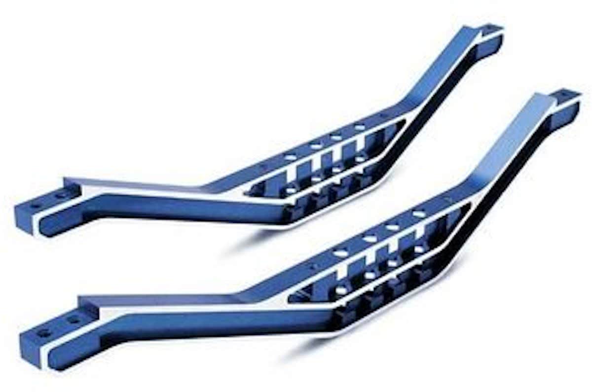 Chassis braces, lower machined 6061-T6 aluminum (blue) (2)/