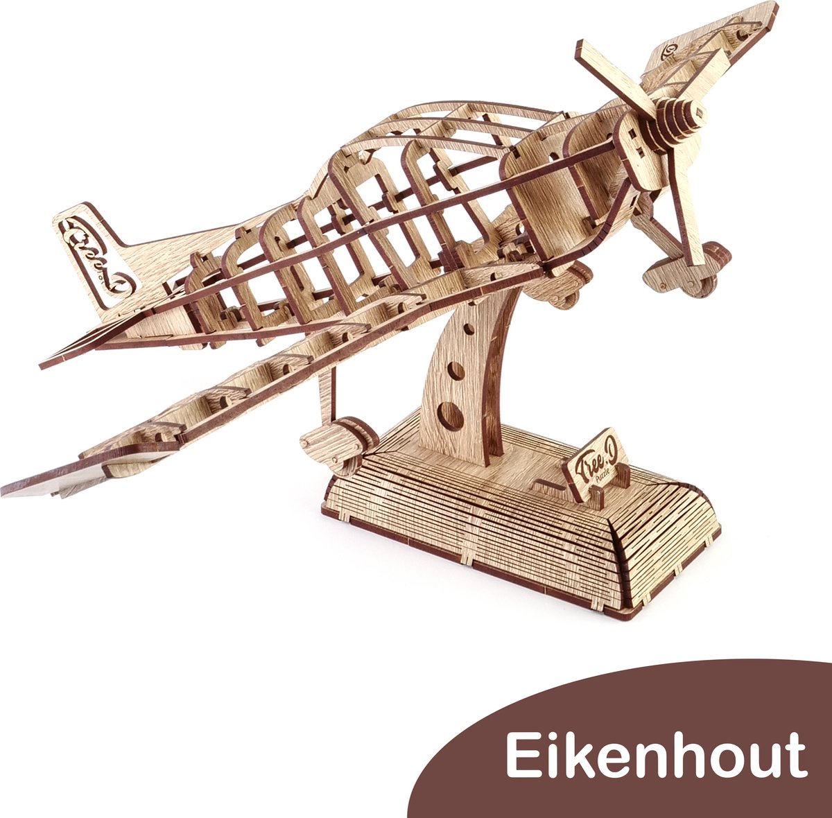 Tree D Puzzle Vliegtuig - Eikenhouten Vliegtuig Model Kit - Vliegtuig 3D Puzzels voor Volwassenen en Kinderen - 3D Puzzel Model Kits voor Volwassenen – Breinbreker