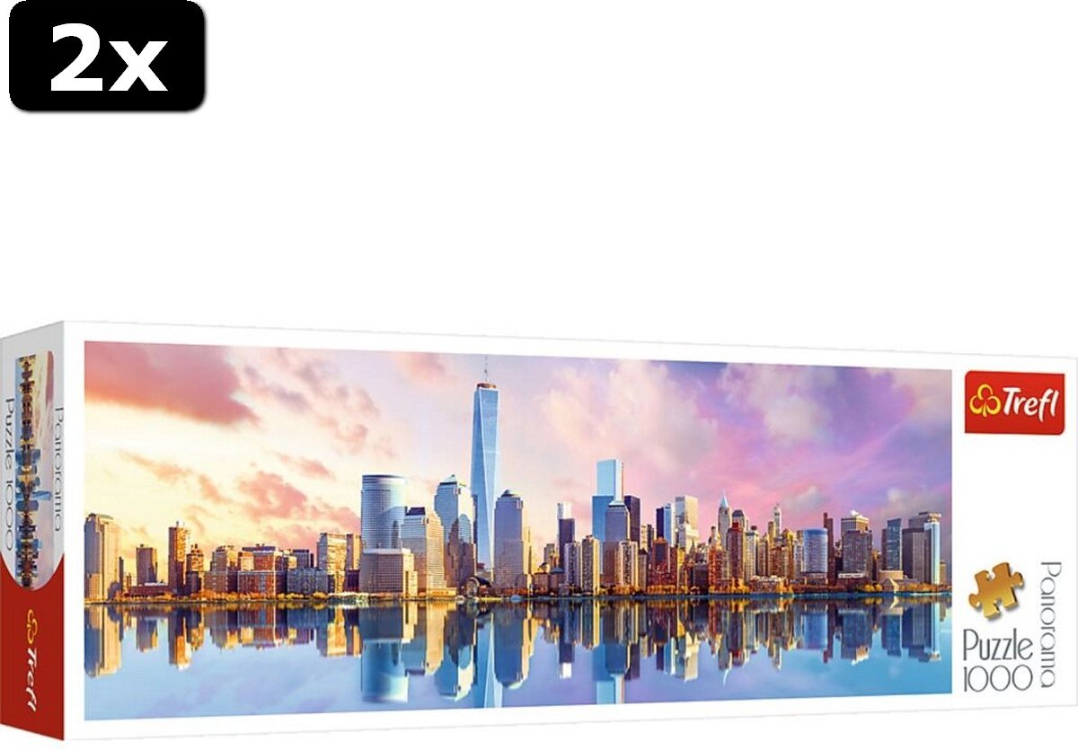 2x Trefl Panorama Puzzel Manhattan 1000 Stukjes