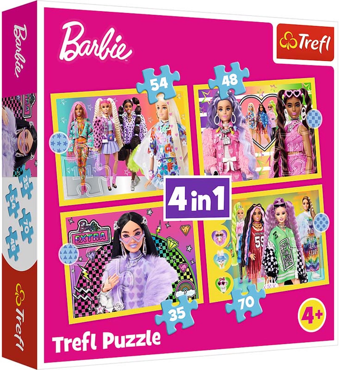 4 in 1 Barbie puzzel 35,48,54,70 Teile