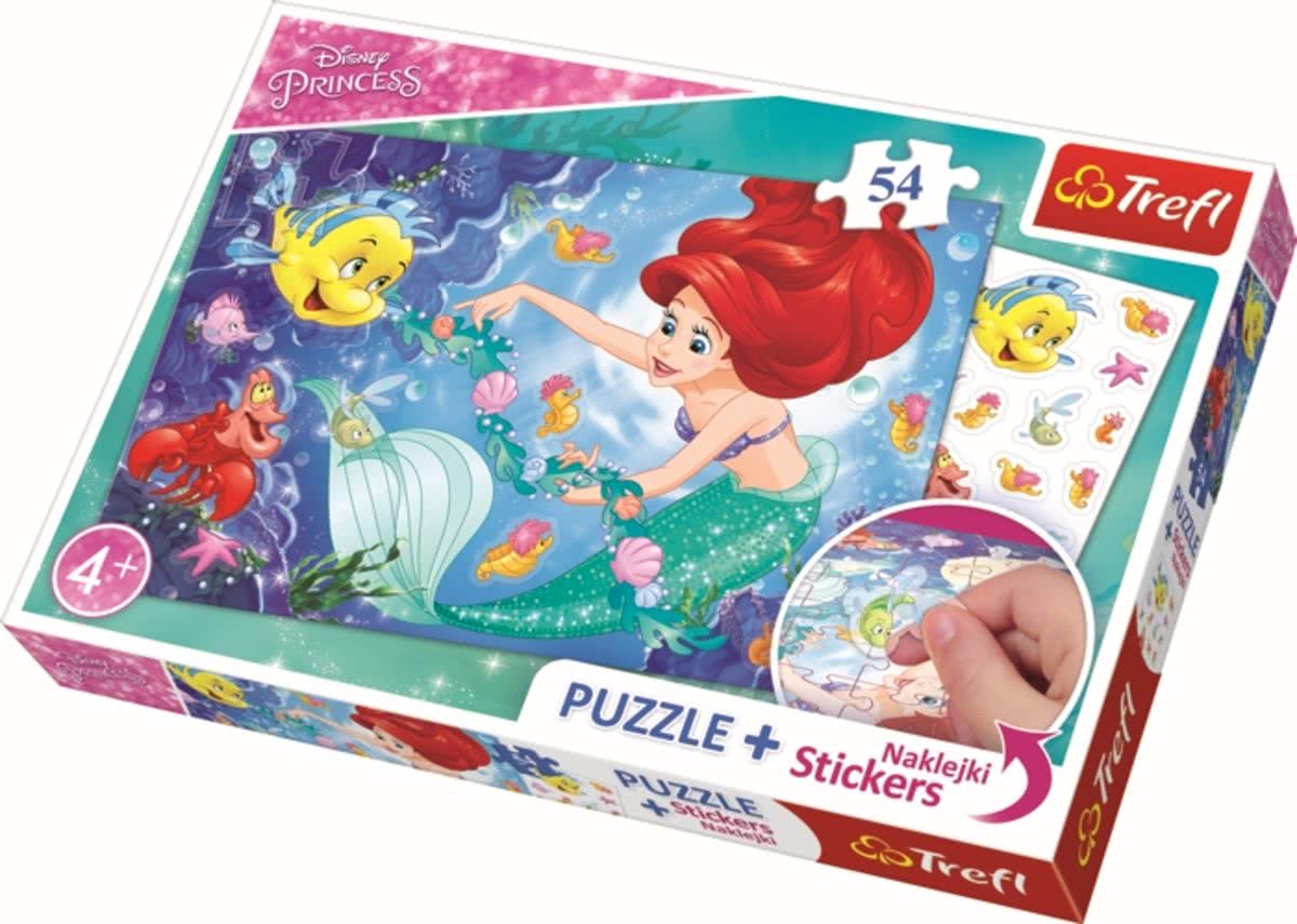 Puzzel  54 pcs plus stickers / Disney Princes Legpuzzel