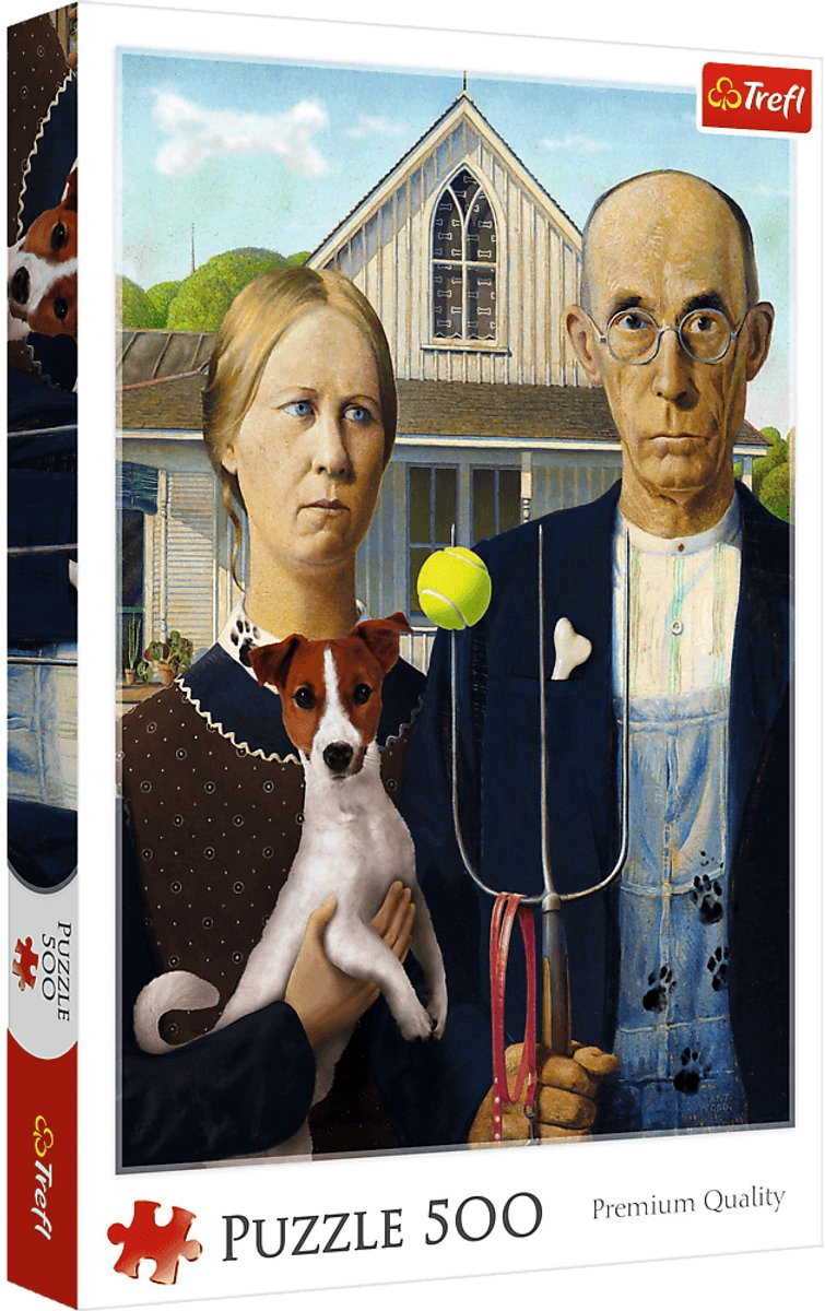 Trefl puzzel American Gothic Dog Edition - 500 stukjes karton.
