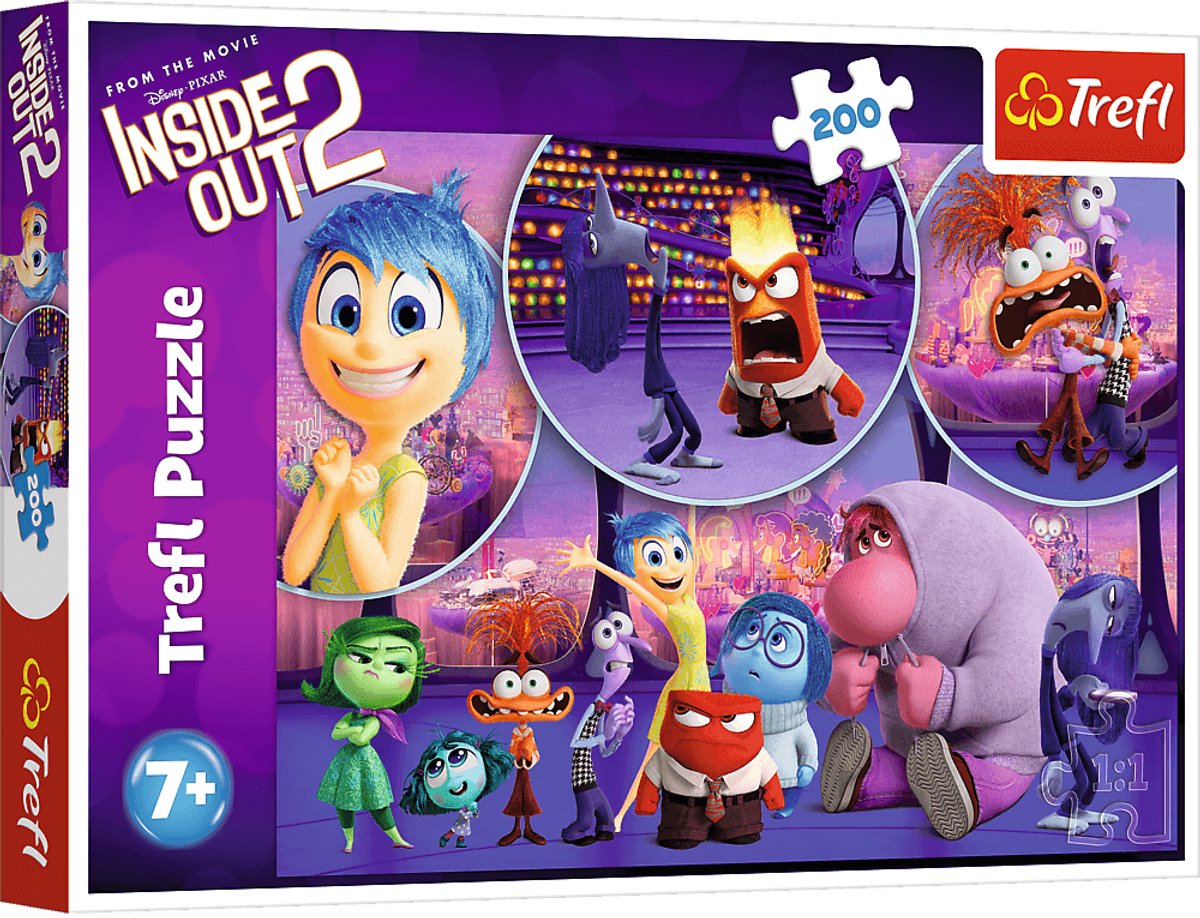 Trefl puzzel Disney Inside Out 2 - 200 stukjes - kleurrijk kinderspeelgoed.