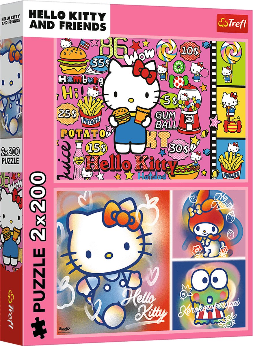 Trefl puzzel Hello Kitty en vrienden - 2x200 stukjes - kleurrijk kinderspeelgoed.