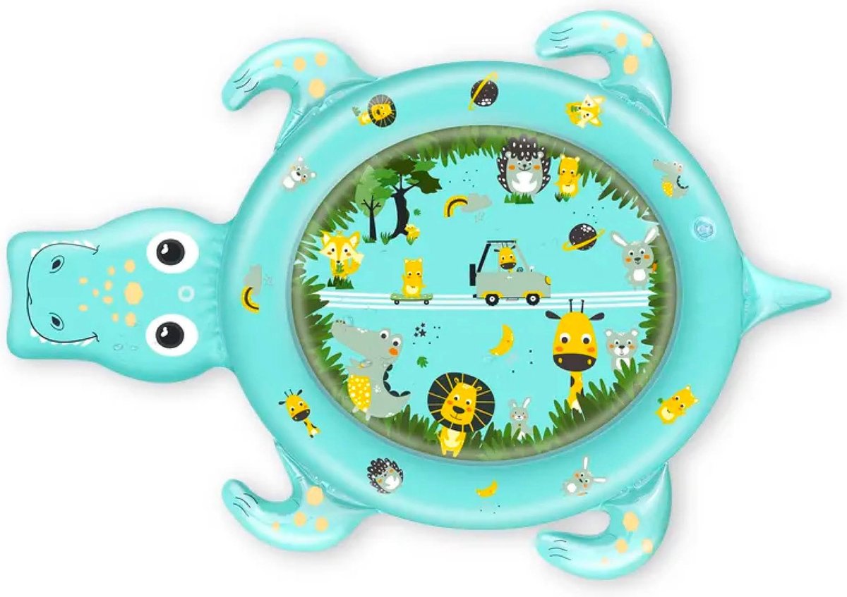 Waterspeelmat - Watermat baby - Tummy time - Speelmat baby - Watermat - Speelmat - Waterspeelgoed - Opblaasbaar - PVC - 80 x 120 cm - Lichtblauw