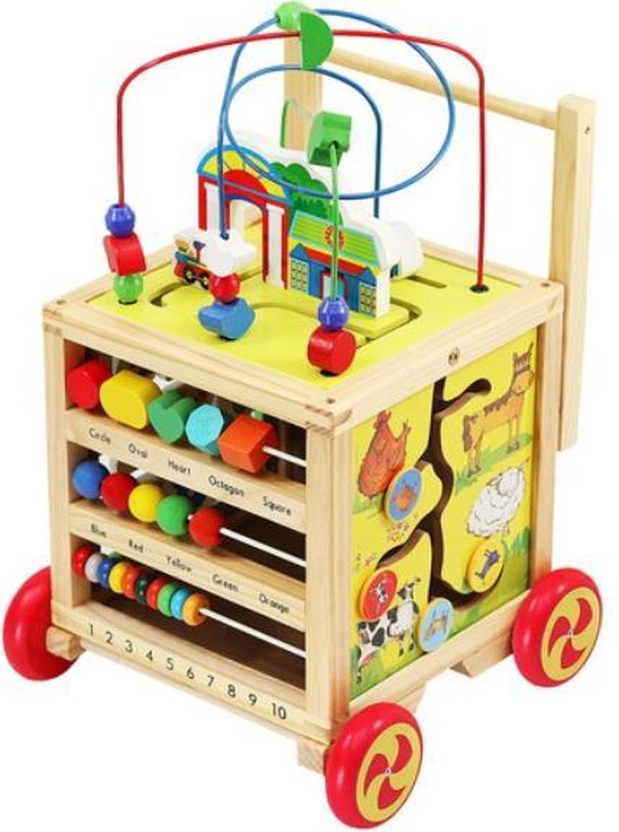 Houten Loopwagen Geschikt voor 12 maanden -   - Leerzaam houten babyspeelgoed