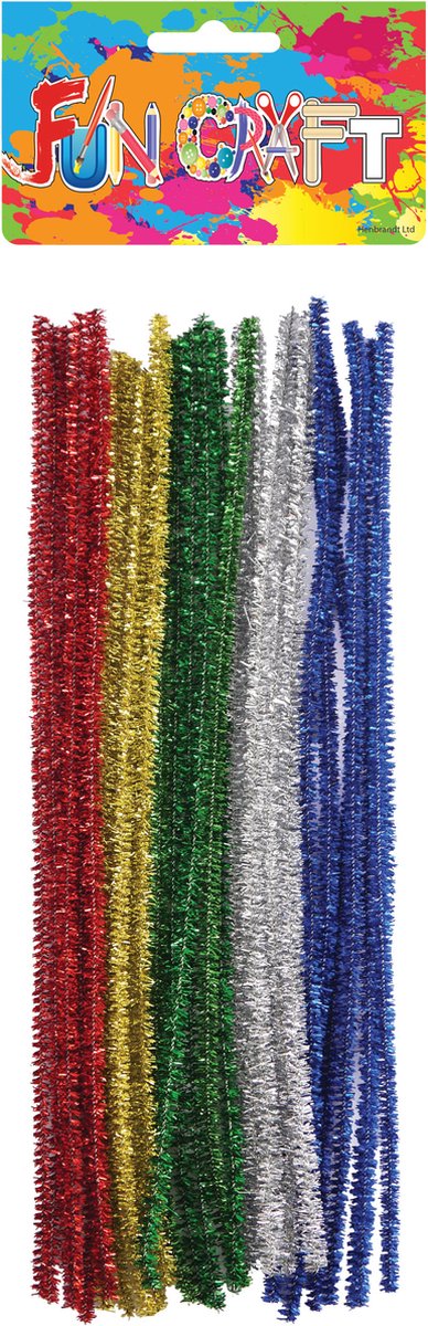 30x Chenille draad glitter gekleurd 30 cm
