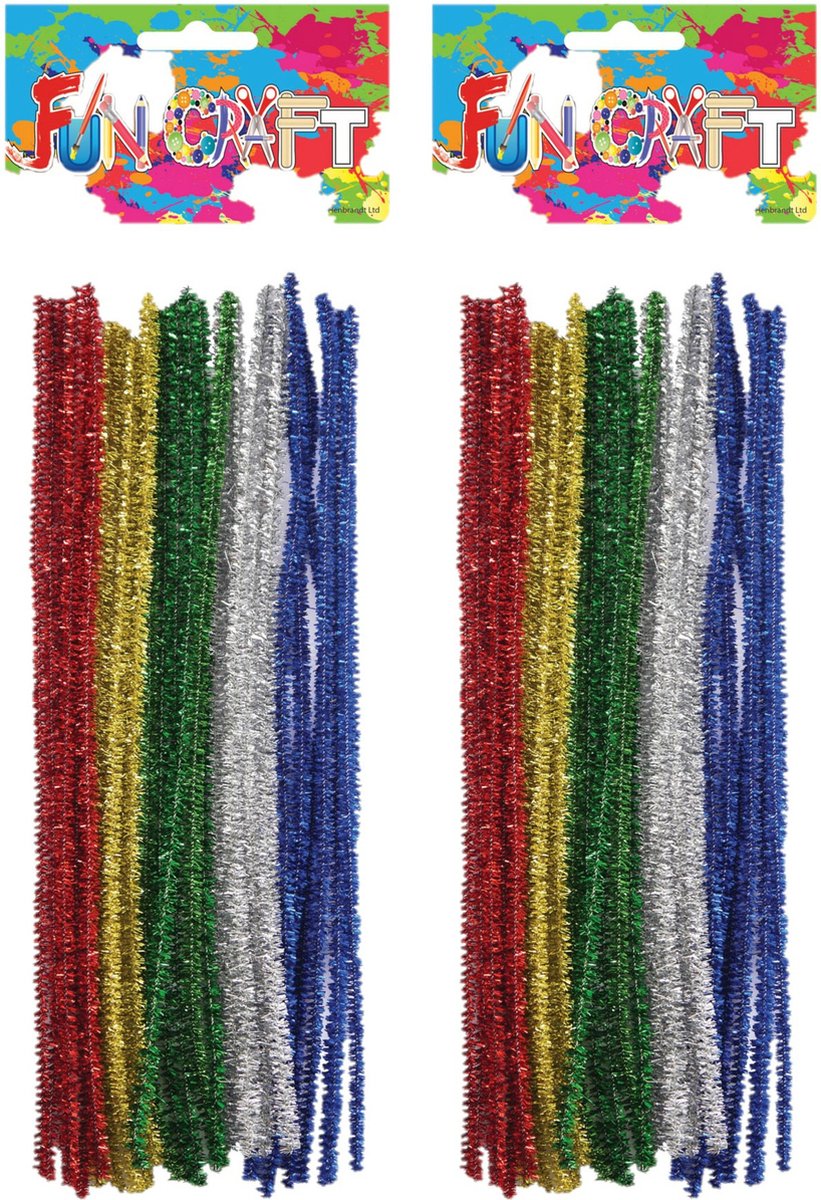 60x Chenille draad glitter kleurenmix 30 cm