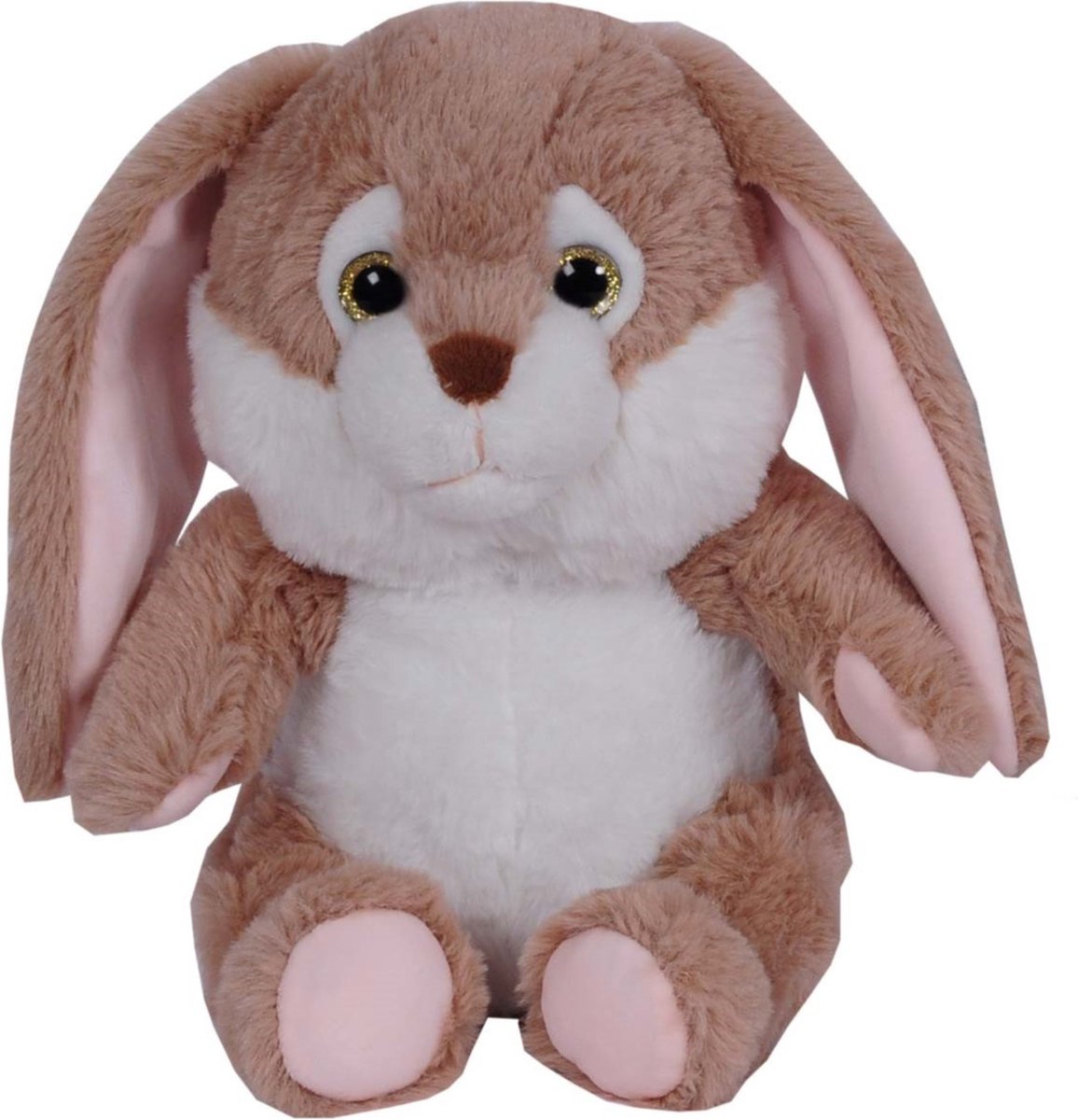 Pluche speelgoed knuffeldier Bruin konijn met flaporen van 24 cm - Dieren konijnen knuffels - Cadeau voor kinderen