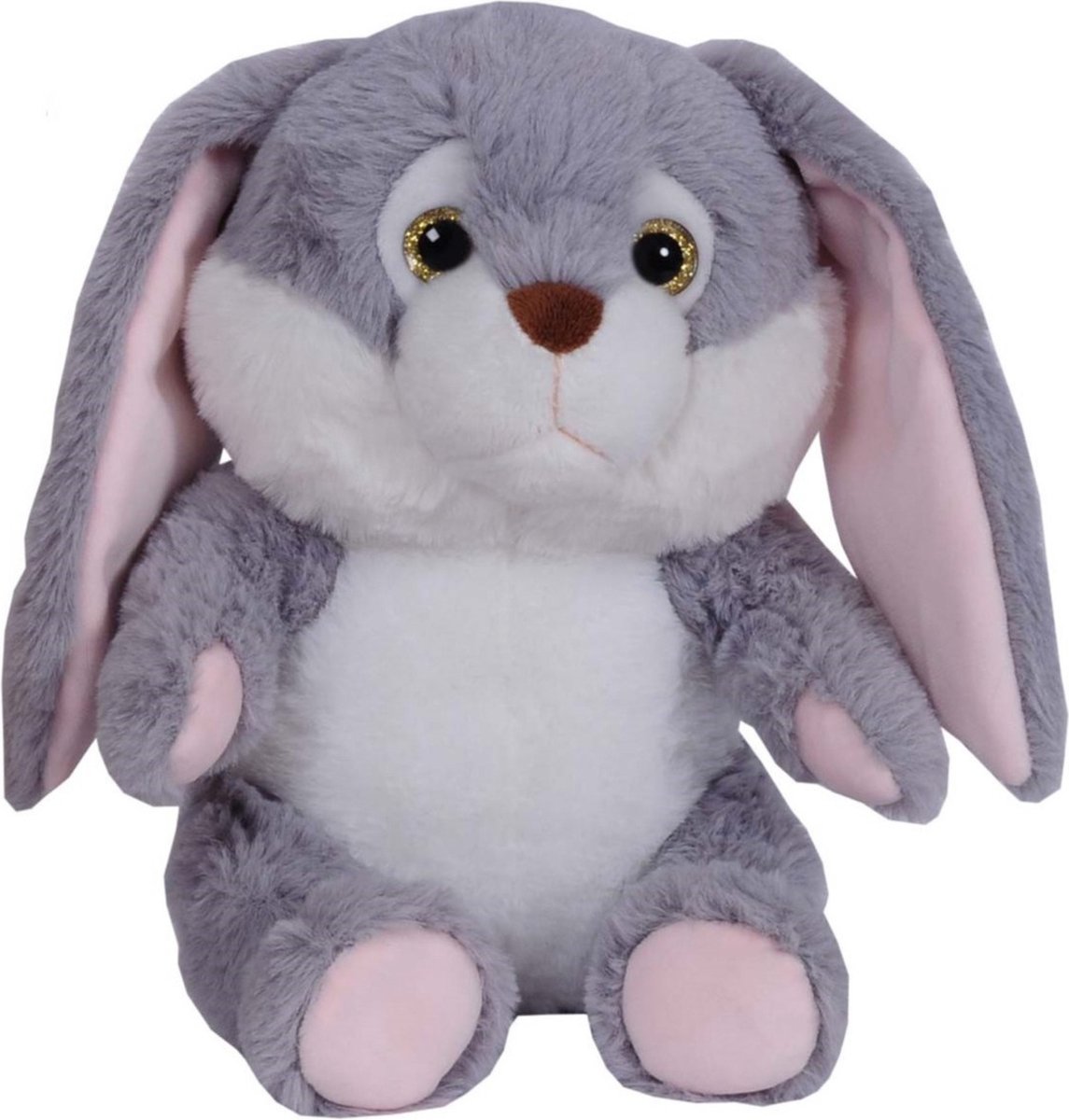 Pluche speelgoed knuffeldier Grijs konijn met flaporen van 24 cm - Dieren konijnen knuffels - Cadeau voor kinderen