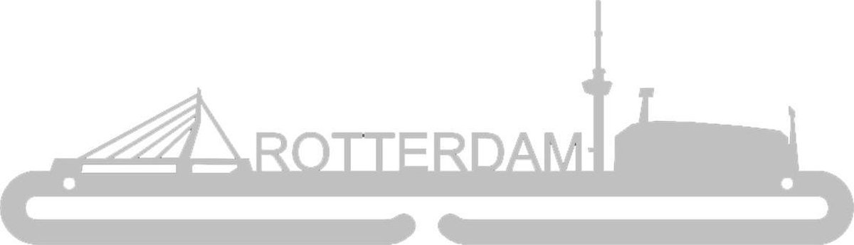 Medaillehanger - RVS - Rotterdam (35cm breed) - Nederlands product - incl. cadeauverpakking - eigen ontwerp mogelijk - sportcadeau - topkado - medalhanger - medailles - halve marathon - marathon – muurdecoratie