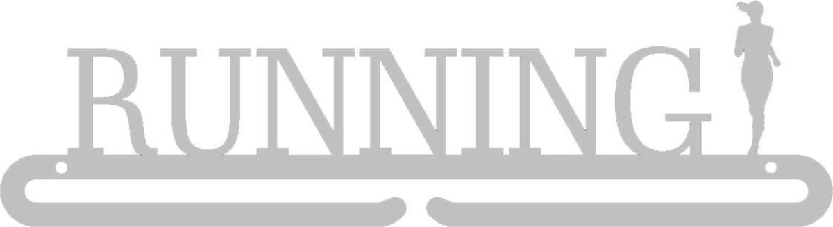 Medaillehanger - RVS - Running Girl Front (35cm breed) - Nederlands product - incl. cadeauverpakking - eigen ontwerp mogelijk - sportcadeau - topkado - medalhanger - medailles - marathon - hardloopschoenen - muurdecoratie