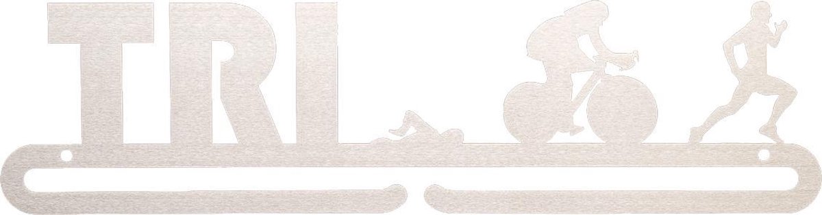 Medaillehanger - RVS - Triathlon Man (35cm breed) - triatlon - fietsen - hardlopen - sport - sport cadeau - topcadeau - sinterklaas cadeau - kerstcadeau - medailles - medalhanger - muurdecoratie - wandversiering