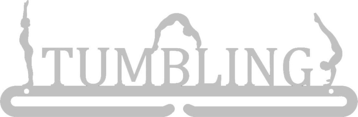 Medaillehanger - RVS - Tumbling (35cm breed) - Nederlands product - incl. cadeauverpakking - eigen ontwerp mogelijk - sportcadeau - topkado - medalhanger - medailles - turnen - gymnastiek - kinderverjaardag - kinderkamer - tienerkamer