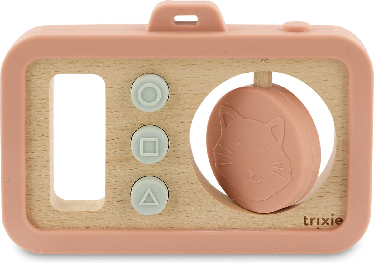 Trixie Baby Camera van Hout en Silicone - Mrs. Cat - Eerste Speelgoed voor Baby - Kraamcadeau - Baby cadeau