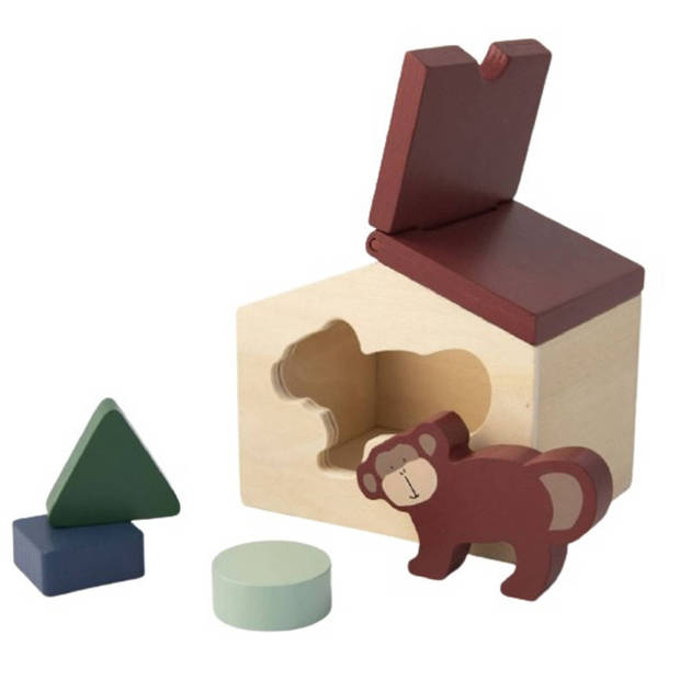 Trixie blokkenhuis Mr. Monkey 14 cm hout naturel/bruin 5-delig