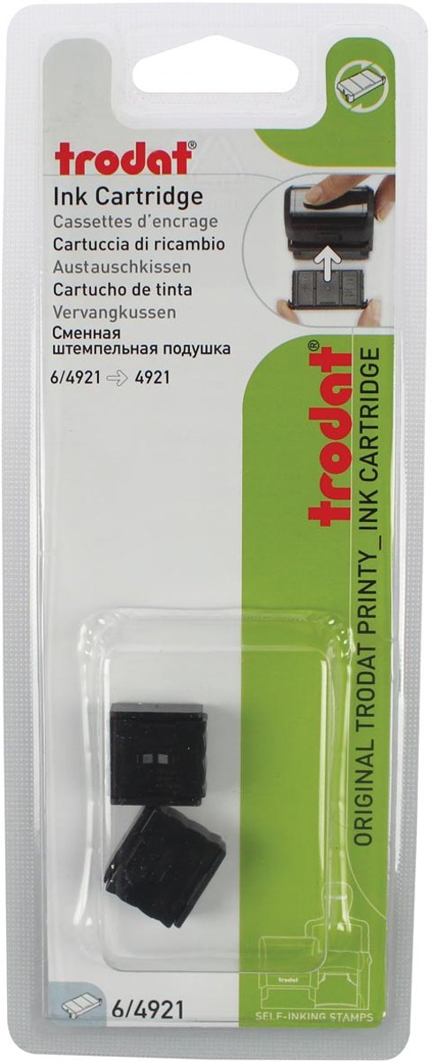 10x Trodat vervangkussen zwart, voor stempel 4921, blister met 2 stuks