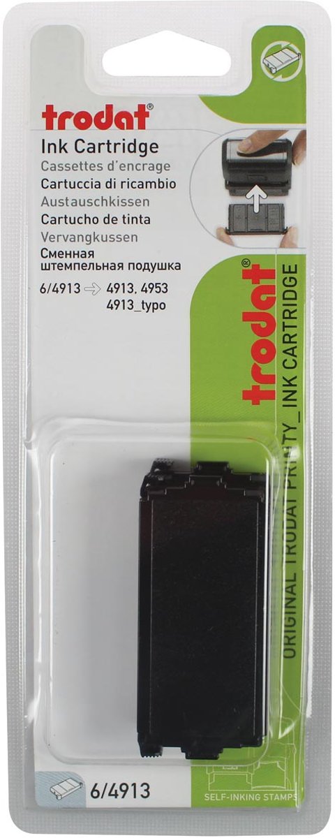 8x Trodat vervangkussen zwart, voor stempel 4913, blister met 2 stuks