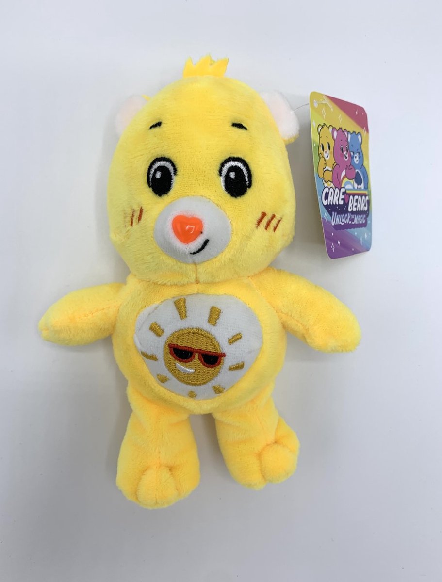 Troetelbeertjes rugzak clipje Geel - 14 cm - Sleutelhanger - Pluche - Care Bears