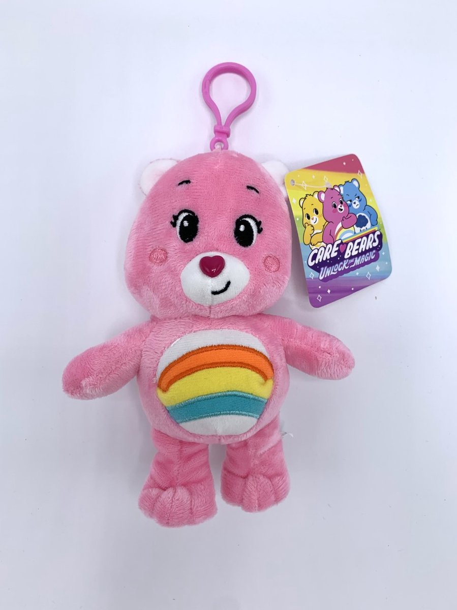 Troetelbeertjes rugzak clipje roze - 14 cm - Sleutelhanger - Pluche - Care Bears