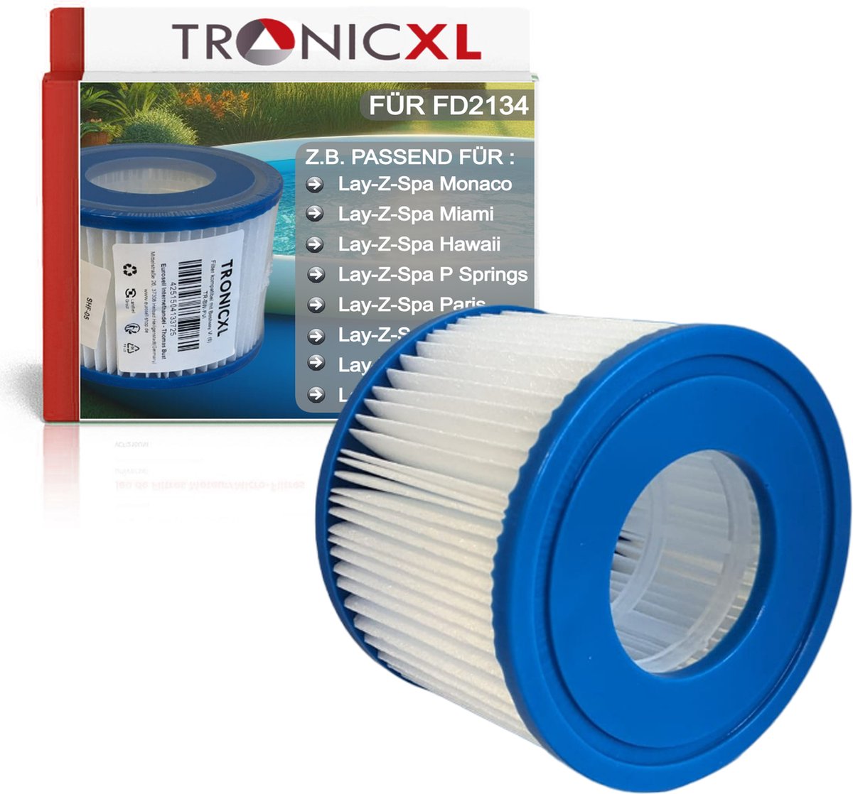 TronicXL 8 stuks Pool Filter geschikt voor Bestway TYP VI Gr vi - filterpatronen geschikt voor Lay-Z-Spa Miami Vegas Monaco BW58323 58239-6 Whirlpool reserveonderdeel vervangingsfilters 60311 58323 (8 stuk)