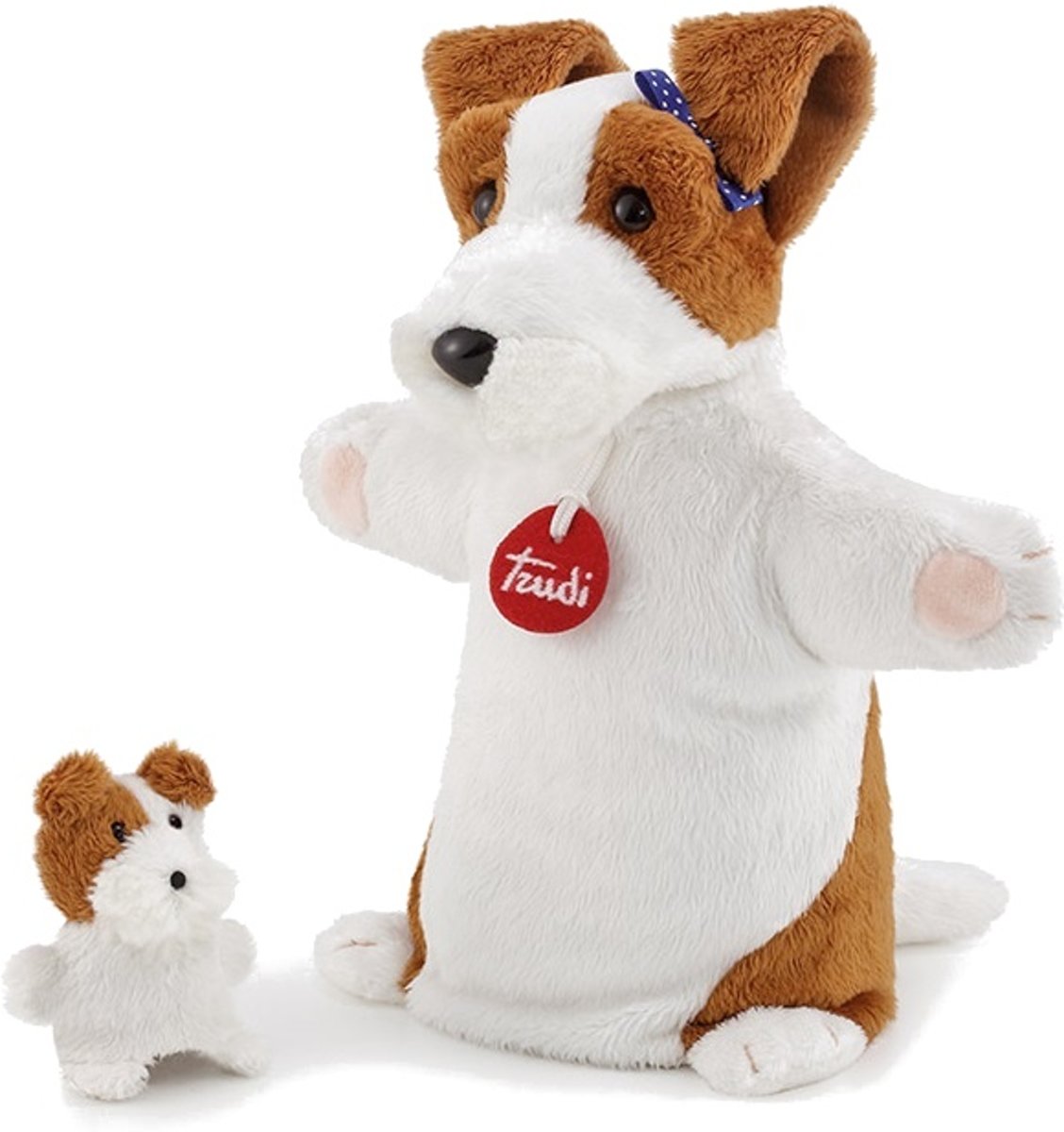 Trudi Hand- En Vingerpop Hond Wit/ Bruin 26 Cm