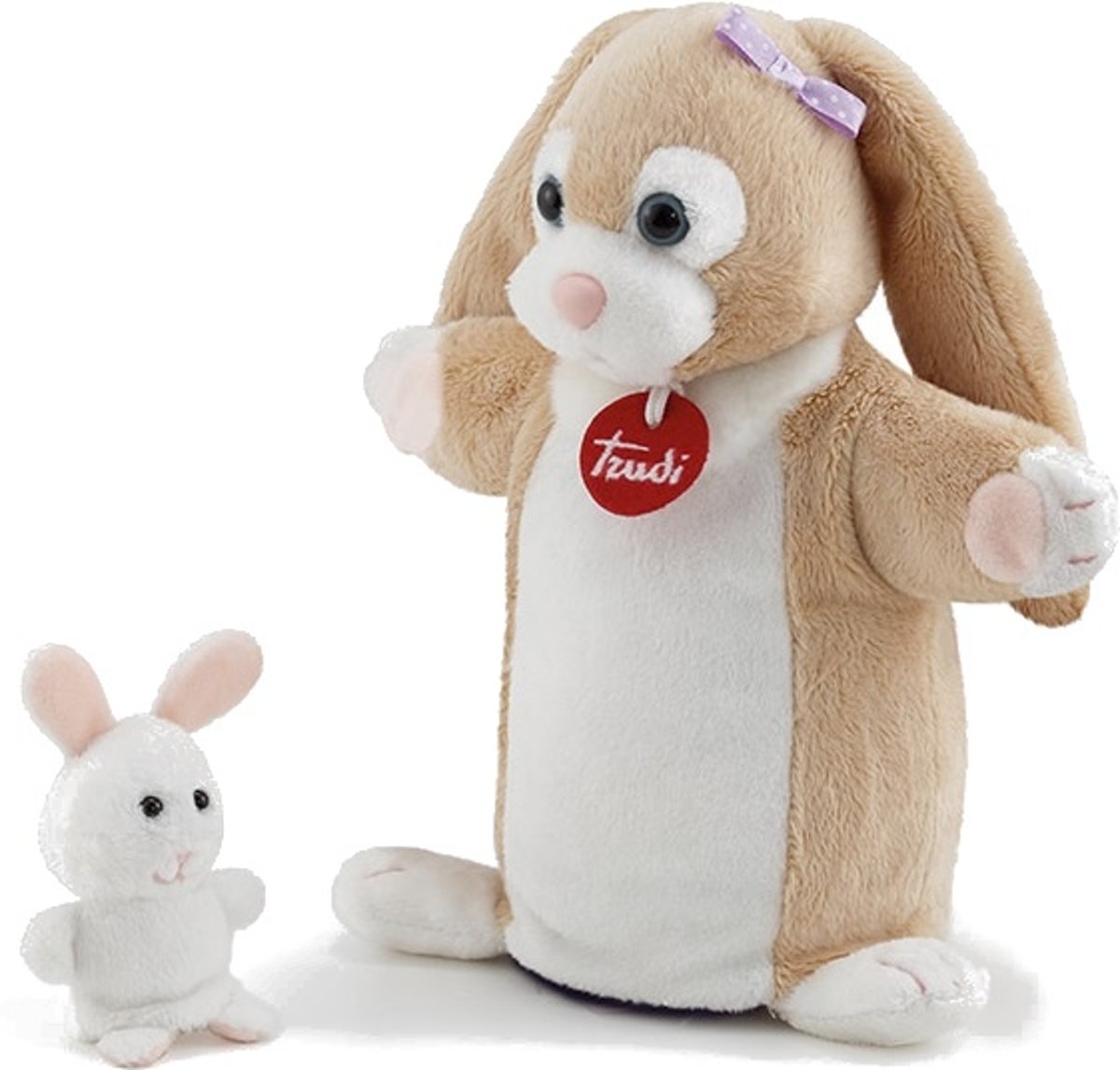 Trudi Hand- En Vingerpop Konijn Wit/ Bruin 23 Cm