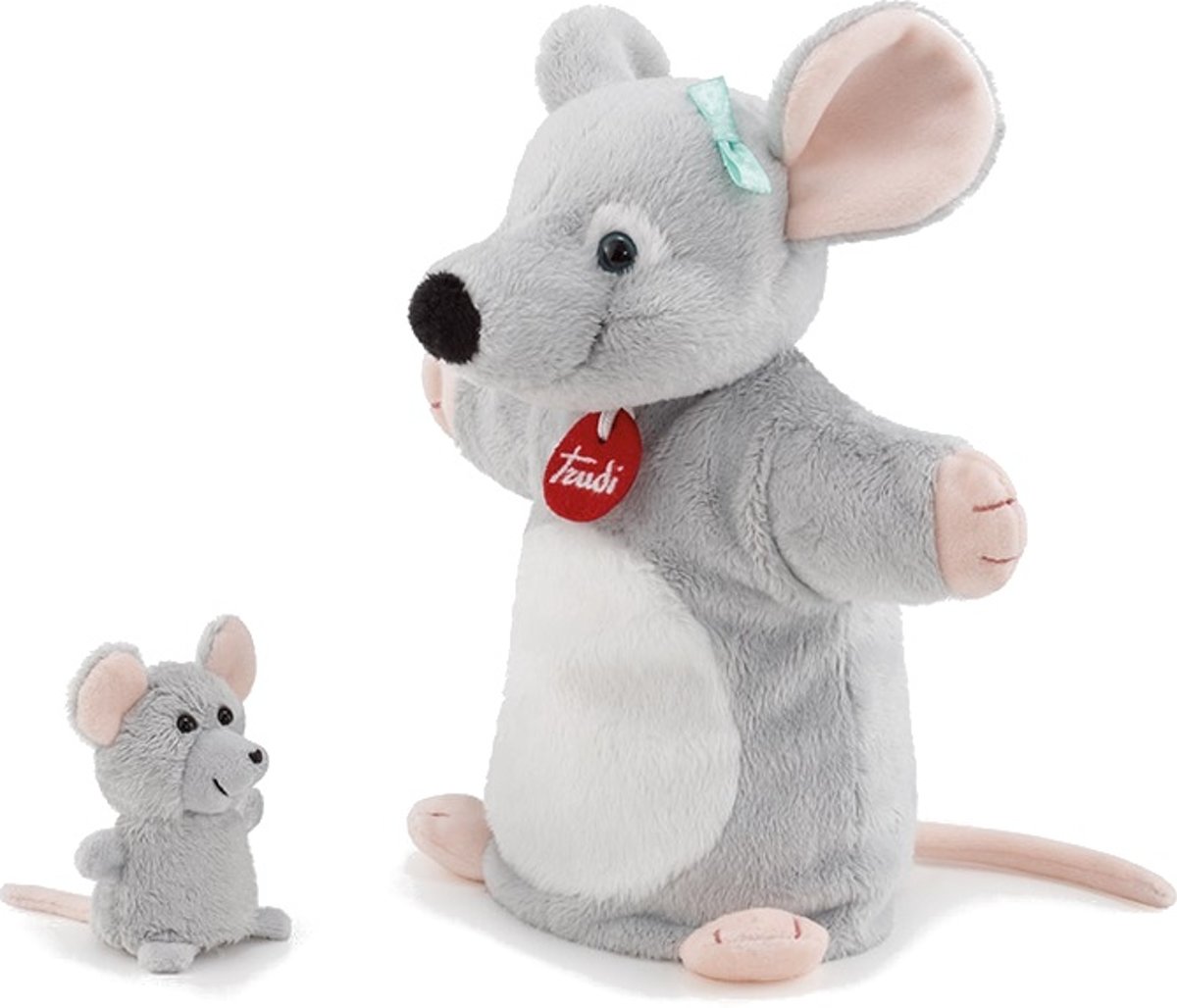 Trudi Hand- En Vingerpop Muis Grijs 25 Cm