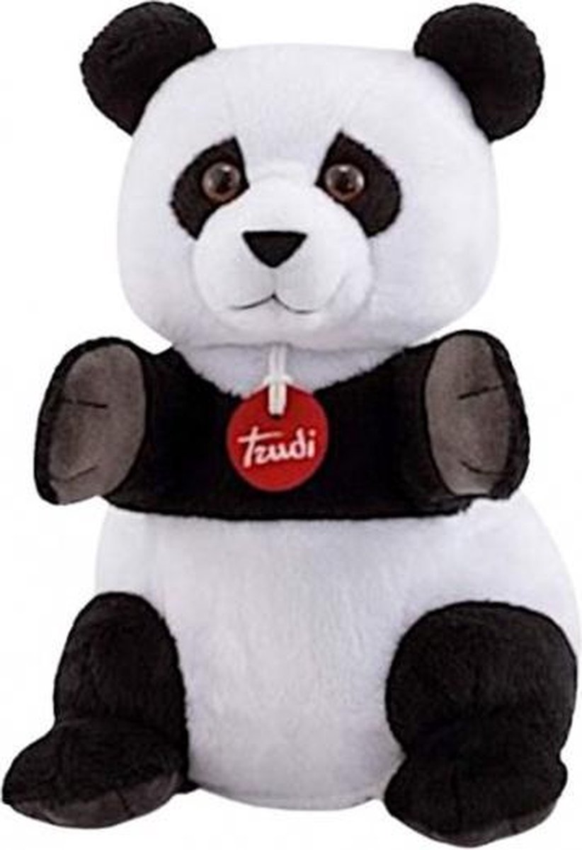 handpop Panda 24 cm pluche zwart/wit