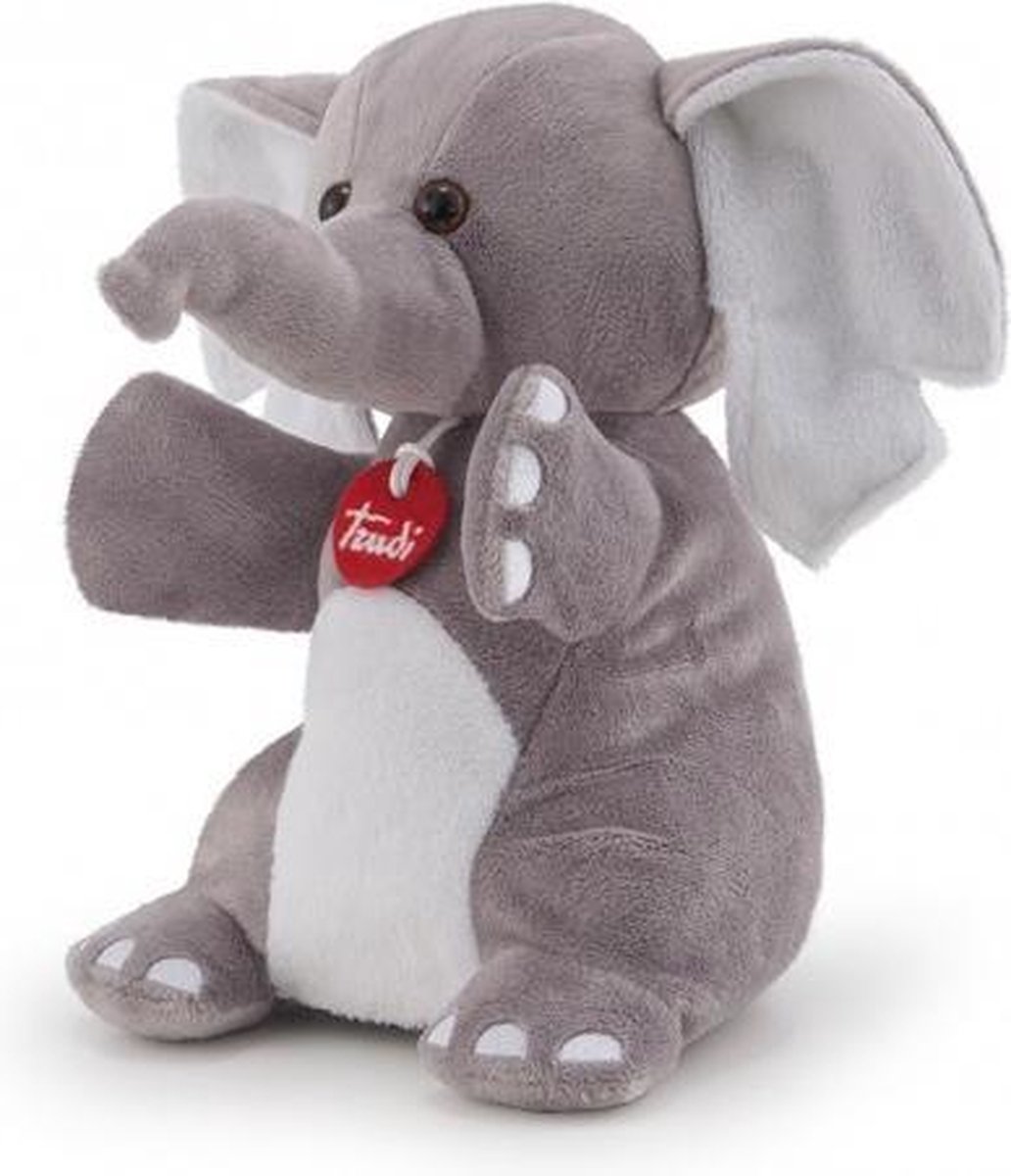 knuffel Puppet olifant 28 cm grijs